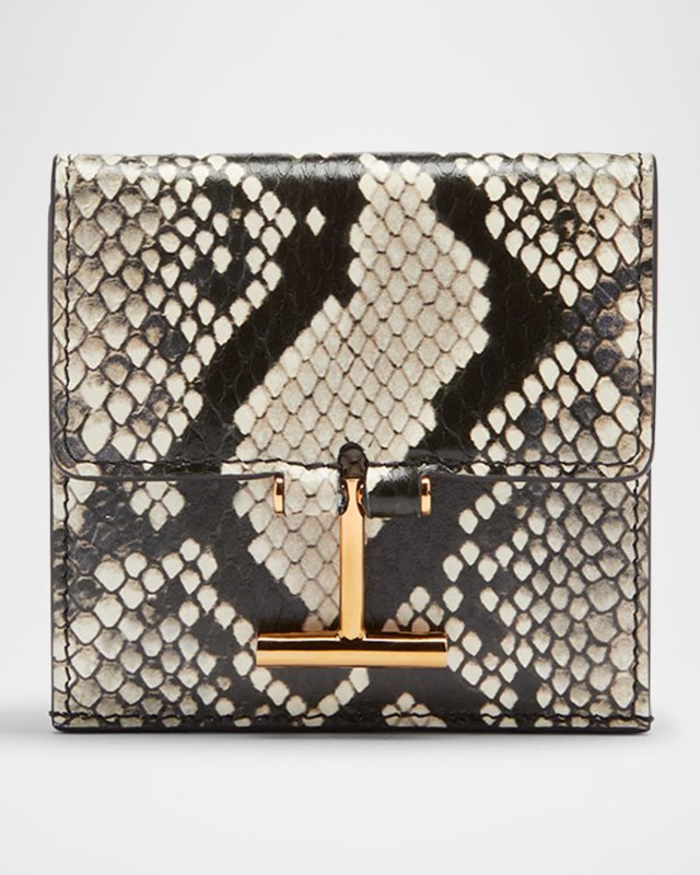 T Bar Card Holder in Python-Print Leather